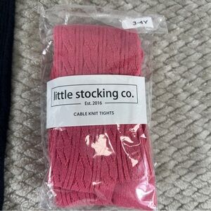 Little Stocking Co. Raspberry Girls Cable Knit Tights
